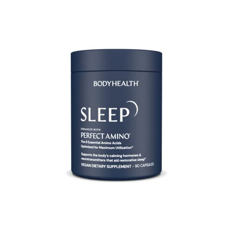 BodyHealth Sleep, Healthy Sleep Ultra, Nighttime Sleep Aid, Sleep Supplements for Adults, 3 mg Melatonin, Non Habit Forming Sleep Pills Enhanced with PerfectAmino (90 Capsules)
