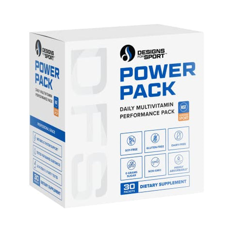 Designs for Sport Vitamin Packs - NSF Certified for Sport Power Pack with Daily Multivitamin, Fish Oil Omega-3, Magnesium Glycinate & Vitamin D3 + K - Professional Workout Supplements (30 Packets)