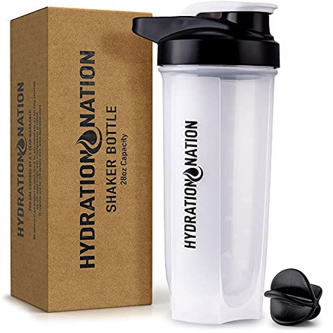Hydration Nation 28oz Protein Shaker Bottle - Shaker Bottles For Protein Mixes With Paddle Shaker Ball - Leakproof Shaker Cup & Smoothie Bottle For Fitness, Pre Workout, Supplements, & More
