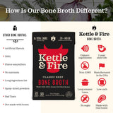 Kettle and Fire Classic Beef Bone Broth, Keto, Paleo, and Whole 30 Approved, Gluten Free, High in Protein and Collagen, 4 Pack (32 Ounces)