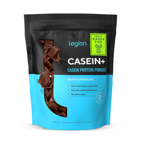 LEGION Casein+ Chocolate Pure Micellar Casein Protein Powder - Non-GMO Grass Fed Cow Milk, Natural Flavors & Stevia, Low Carb, Keto Friendly - Best Pre Sleep (PM) Slow Release Muscle Recovery 2lb