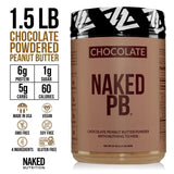 Chocolate Peanut Butter from US Farms, Only 4 Ingredients - Roasted Peanuts, Cocoa, Sea Salt, and Sugar - Vegan, 47 Servings - NAKED PB