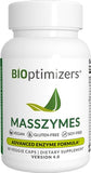 BiOptimizers MassZymes - Complete Digestive Enzymes Supplement for Gut Health - Bloating Relief for Men and Women - Lipase Amylase Bromelain Digestive Enzymes (30 Capsules)