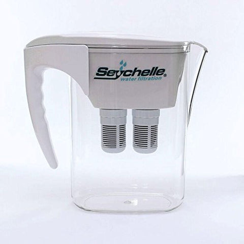 Seychelle Pitcher with Regular Dual Filters Included - New Design with better water flow and less plastic