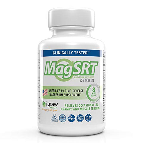 MagSRT Magnesium Malate Supplement (Jigsaw Magnesium w/SRT) - Premium, Organic, Slow Release Magnesium Tablets - Easy to Swallow - 120 ct