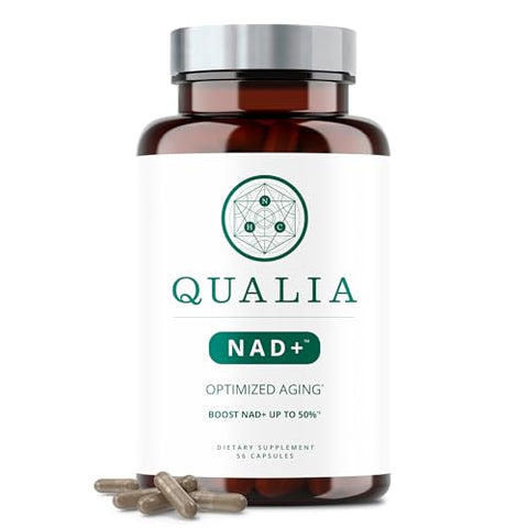 Qualia NAD+ | All-in-one nicotinamide riboside nr supplement for healthy aging | Can boost NAD+ levels up to 50% with: NR (nicotinamide riboside from NIAGEN),Niacin & Niacinamide - Vegan (56 Capsules)