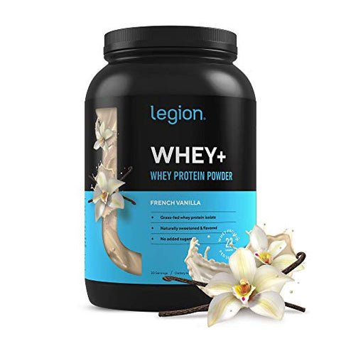 Legion Whey+ Vanilla Whey Isolate Protein Powder from Grass Fed Cows - Low Carb, Low Calorie, Non-GMO, Lactose Free, Gluten Free, Sugar Free. Great for Weight Loss & Bodybuilding, 30 Servings…