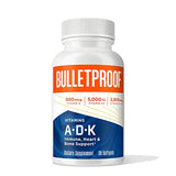 Vitamins A-D-K, 30 Softgels, 900mcg Vitamin A, with 5000 IU D3, K1, K2, K3, High Potency Bulletproof Keto Supplement for Heart, Bone Health and Immune Support