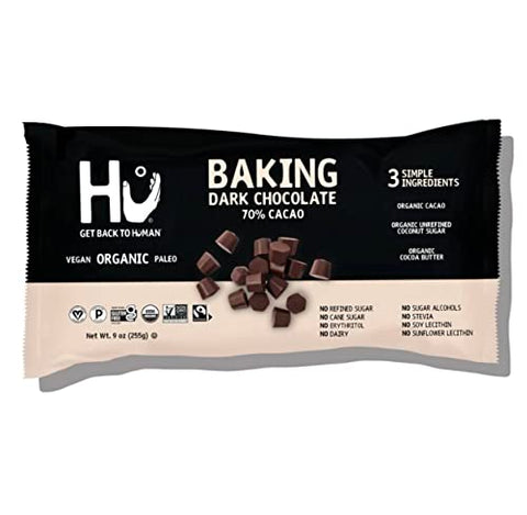 Hu No Added Sugar Dark Chocolate Baking Gems | 3 Pack | Keto, Organic, Paleo, Gluten Free, Dark Chocolate Chips, Sweetened with Dates | Baking and Snacking Chips | Plant Based, Non GMO, Kosher | Packaged by MBB