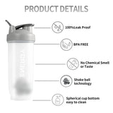 Protein Shaker Bottle,Shaker Bottles For Protein Mixes,Portable Sport Clear Water Bottles,Whey Protein Mixing Cup Sealed and Leak-Proof Without BPA (Light Grey, 24oz)