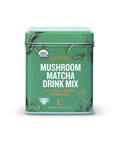 Four Sigmatic Mushroom Matcha - USDA Organic - Ceremonial Grade Matcha Grean Tea Powder with Lions Mane Mushroom Powder and Ginger - Balanced Energy and Focus - Vegan, Paleo, 60 gram - 20 servings