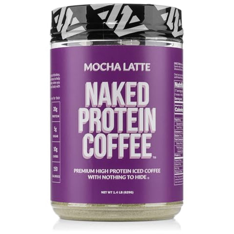 NAKED Mocha Latte Protein Coffee - Premium Instant Coffee - Protein Shake, Iced Coffee, Protein Drinks, Delicious Keto Friendly and Gluten Free, 17 Servings