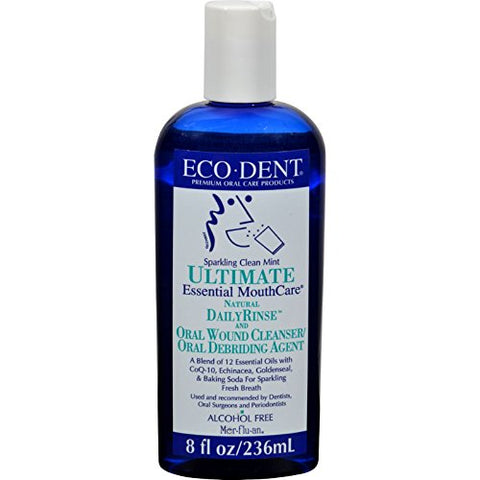 ECO-DENT Premium Oral Care Mouthwash Daily Rinse Sparkling Clean Mint 8 oz