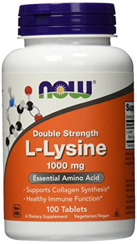 NOW L-Lysine 1000 mg Double Strength,100 Tablets