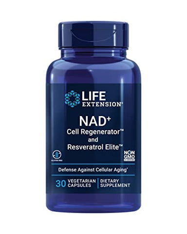 Life Extension NAD+ Cell Regenerator and Resveratrol Elite, NIAGEN nicotinamide riboside, Trans-resveratrol, quercetin, Fisetin, for Longevity, Energy, and oxidative Stress, 30 Vegetarian Capsule