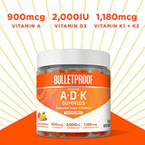Vitamins A+D+K, 60 Sugar-Free Gummies, Strawberry Orange Flavor |1000mcg K1, 900mcg A, 180mcg K2, 50mcg D3 | High Potency Bulletproof Keto Supplement for Heart, Bone and Immune Support