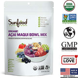 Sunfood Superfoods Acai Powder Smoothie Mix for Maqui Berry Acai Bowls, Gluten Free, Vegan & Low Calorie Healthy Snack with 100% Natural Organic Ingredients, No Added Sugar, 6 oz Bag, 11 Servings