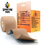 Spartan Tape Kinesiology Tape Perfect Support for Athletic Sports, Recovery and PhysioTherapy Kinesio Tape FREE Kinesiology Taping Guide! - Uncut Rocktape Rock Tape KT Tape Roll (Beige)