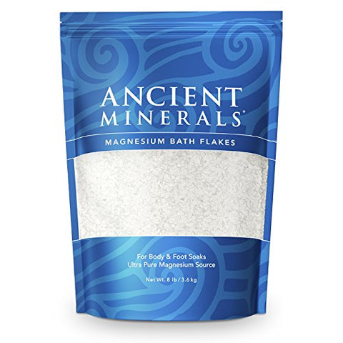 Ancient Minerals Magnesium Bath Flakes 8lb - Pure Genuine Zechstein Magnesium Chloride - Bath Salt Supplement - Best for Topical Skin Absorption in Bath and Foot Soaks