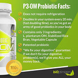 P3-OM - Patented Single Strain Probiotic, 120 Capsules (BiOptimizers) - No Refrigeration Required - 100% Money Back Guarantee - P3OM