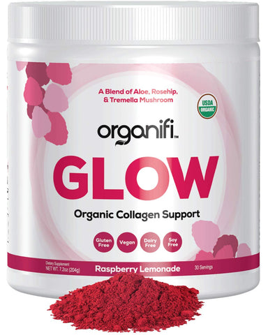 Organifi: Glow- Organic Collagen Supplement Powder - USDA Certified Organic & Vegan - Superior Hydration, Build Collagen, Achieve Radiant Skin - Potent Superfood Blend