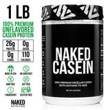 NAKED nutrition Naked Casein - 1Lb Micellar Casein Protein - Bulk, GMO-Free, Gluten Free, Soy Free, Preservative Free - Stimulate Muscle Growth - Enhance Recovery - 15 Servings